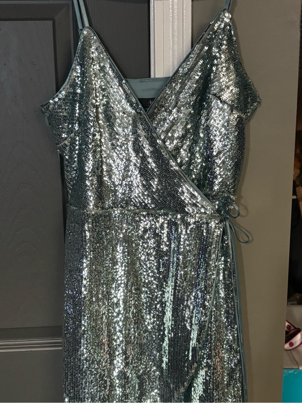 Aidan Mattox Light Blue Satin Evening Top
